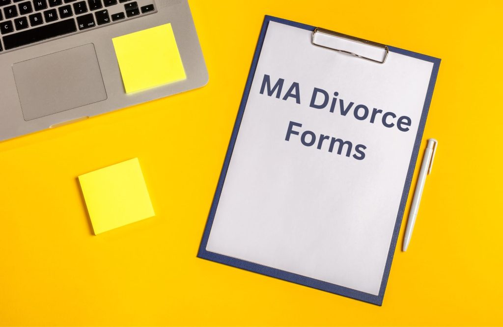 Image of a package of documents for obtaining a divorce in MA