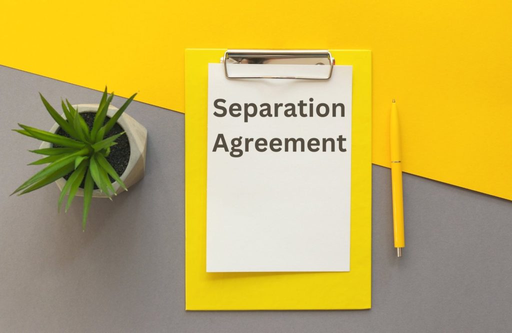 Image of the separation agreement document for obtaining a divorce in MA